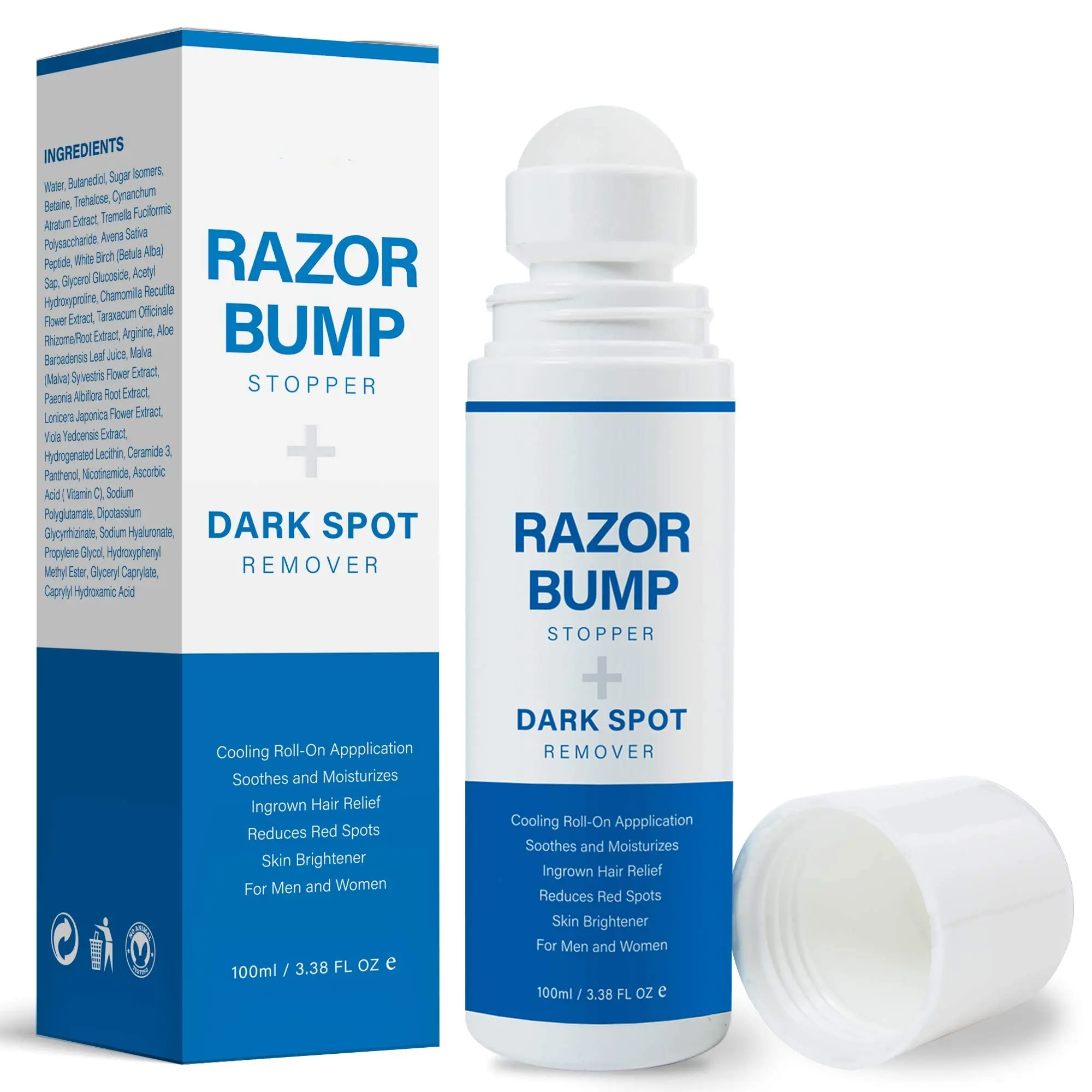Razor Bump Stopper & Ingrown Hair Treatment: Soothes razor bumps, burns, and ingrown hairs with aloe blend. Roll-on applicator for men & women.
