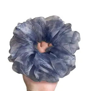5 Pcs 2026 New Blue Tie Dye Large Hair Scrunchies for Women, Sparkly Starry Sky Premium Soft Ponytail Holders, Trendy Oversized Hair Ties for Buns Daily Wear Fashion Hair Accessories Gift for Her