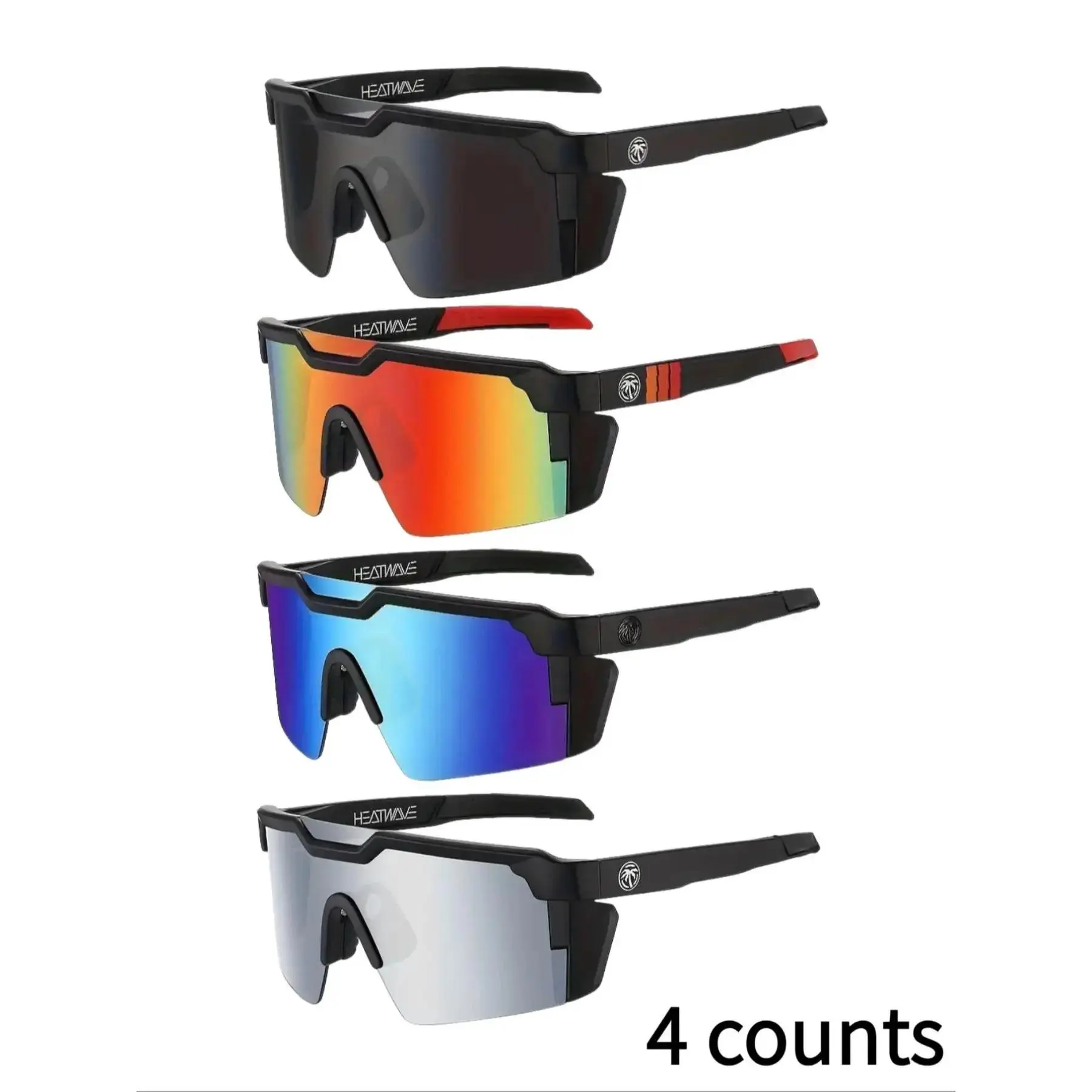 4 Pairs Pure Color Sunglasses, Eyewear for Outdoor Cycling & Spring Adventures, Casual Style PC Frame, All-Season Use