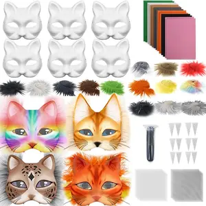 This 42-piece cat face costume set includes an Animal Head Mask, mesh, stripes, whiskers, felt, and teeth, perfect for carnival costumes and decorations, as well as festive outfits, Party Supplies and party parties.