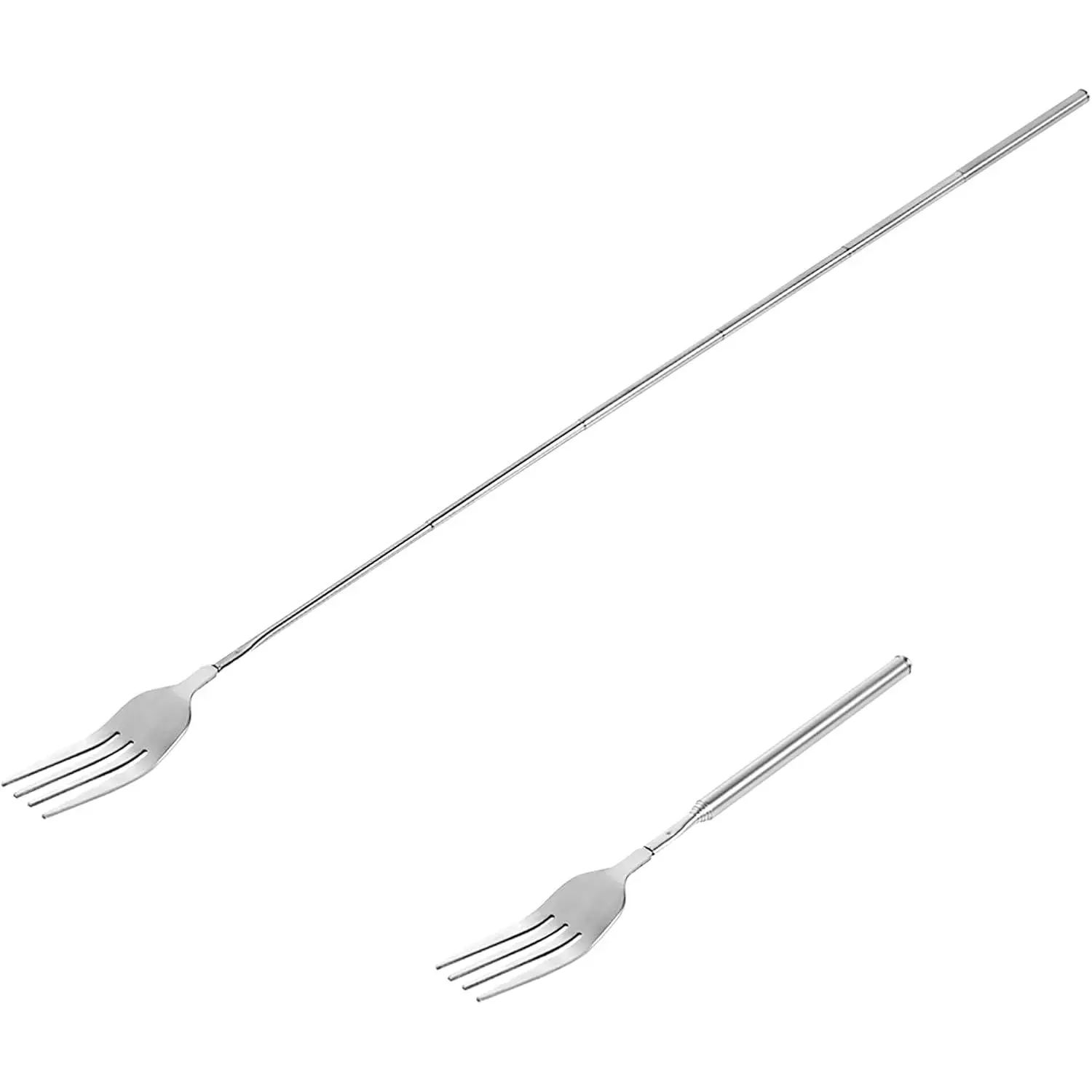 Extendable Fork, 8.7 to 25.4 Inch Long Handle Fork, Extra Long Fork, Telescopic BBQ Fork, Stainless Steel Dinner Fork, Fruit Dessert Fork Long Handle Cutlery Stainless Steel Tableware1pcs