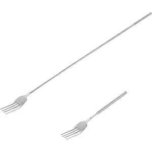 Extendable Fork, 8.7 to 25.4 Inch Long Handle Fork, Extra Long Fork, Telescopic BBQ Fork, Stainless Steel Dinner Fork, Fruit Dessert Fork Long Handle Cutlery Stainless Steel Tableware(1pcs)