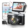 CAMKORY Selfie-Ready 4K Digital Camera | 180° Flip Screen, WiFi Autofocus Vlogging Camcorder, Compact Point and Shoot Travel Camera, Ideal Gift Choice for Kids, Teens & Adults, Portable Travel Camera, Foldable Vlogging Camera #Summerwins #Backtoschool