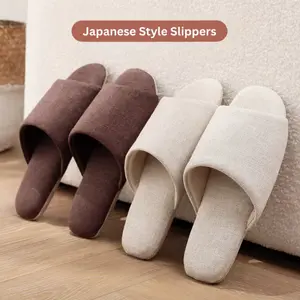 Unisex Japanese Linen Cotton Quiet House Slippers – Breathable & Non-Slip for Wood Floors