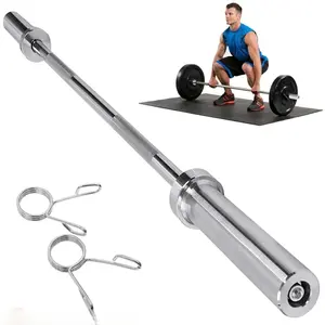 US Seller97     4 ft Barbell Bar, Weightlifting Straight Bar, Olympic Barbell for Gym, Home Exercise, 2 Barbell Clamps