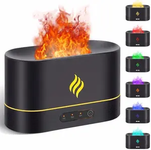 7-Color Flame Air Humidifier USB-Powered Ultrasonic Cool Mist Diffuser with Realistic Fire Effect for Home Office Decor Perfect Gift for Luxury Aroma
