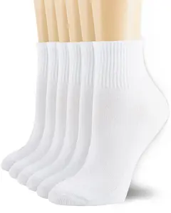 NevEND 6 Pairs Women's Men's Ankle Cotton Mini Crew Socks Athletic Running Sports with Thick Cushioned