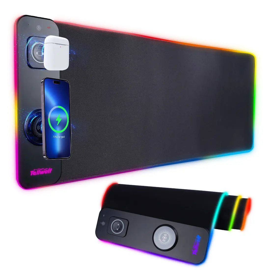 XXL Gaming Mouse Pad with Magnetic Wireless Charging Large Desk Pad Protector RGB Black Mousepad Desk Mat 3mm Thick Non-Slip Waterproof Laptop Writing Pad for Office Home Gaming TikTokShopBacktoSchool Desktop Accessory XL Christmas