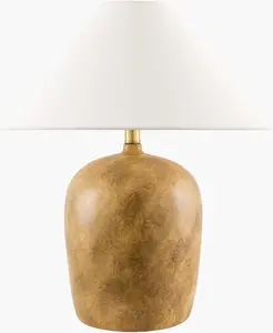 Warm Orange Traditional Table Lamp with linen details for bedside or console tables