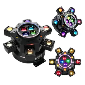 Moving Head Dj Lights for Parties, Stage Light 4-in-1 RGBW with 6 Arms Beam, Support DMX-512 & Sound Activated, Bee-Eyes Effect,  Perfect DJ Stage Lighting for Party Disco Club Wedding Bar