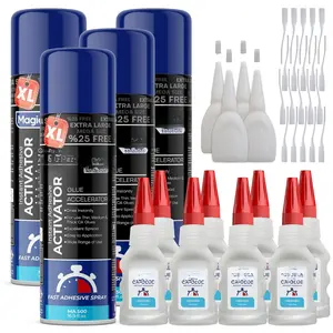 CA Glue with Activator (8 x 3.5 oz + 4 x 16.9 fl oz), Cyanoacrylate Glue and Activator, Super Glue with Activator, CA Glue and Accelerator (4 Pack)
