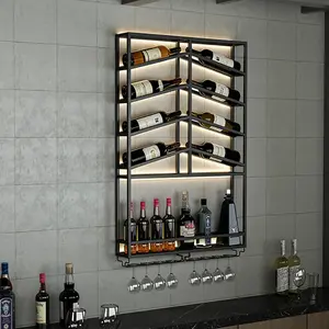 Homary Industrial Wall Mounted Wine Rack with Bottle Rack -Black or Gold