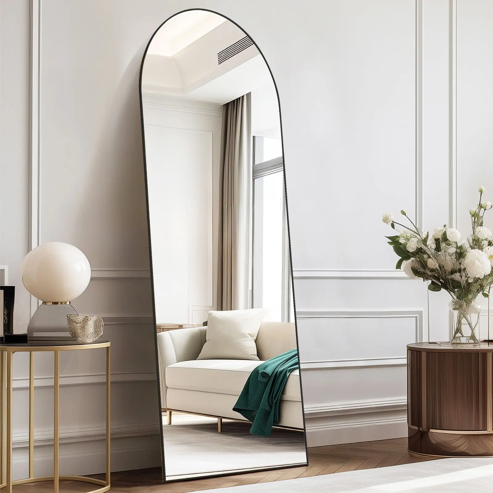 Modern Leaning and Hanging Full Body Mirror - 64" x 21" with Sturdy Aluminum Alloy Frame