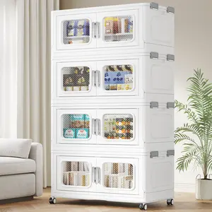 Broview V80 150Qt/200Qt/250Qt/360Qt/480Qt Stackable Storage Bins with Lids, Each 120Qt Stackable Bins with 1 Lid, High Quality Large Plastic Containers Collapsible Closet Organizers for Home Bedroom Craft Blanket Clothing Organization