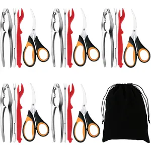 21 Pcs Seafood Crab Crackers and Tools Set Nut Cracker Include 5 Crab Crackers 5 Lobster Shellers 5 Crab Leg Forks 5 Seafood Scissors Crab Legs Utensils