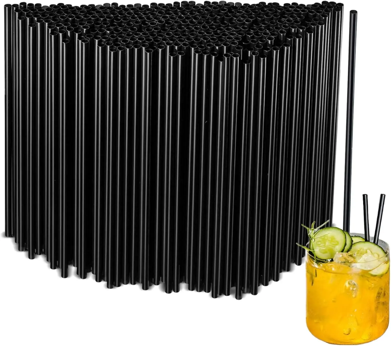 Disposable Plastic Flexible Bendable Drinking Straws, 6mm Diameter, 19cm (7.48in) Length, 50pcs/100pcs Pack, Thick Straws for Parties, Home Bar Utensils