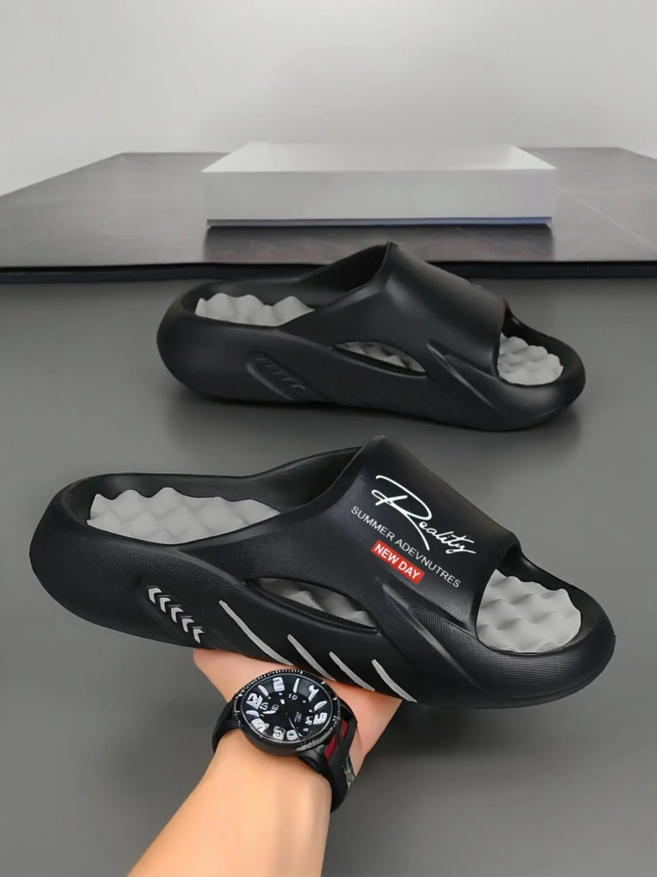 Unisex Fashionable Massage Slippers, Breathable Lightweight Non-slip Soles Design, Perfect for Home Wear and Outdoor Activities, Removable Insoles, Casual Comfort Slippers, Summer Footwear, Slippers Shoes