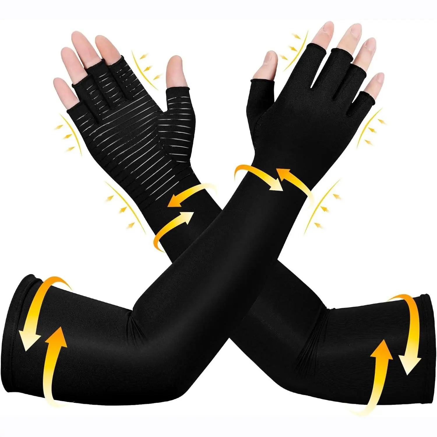 High Elasticity Compression Long Gloves, 1 Pair Breathable Cycling Gloves for Women & Men, Outdoor Sports Gloves, Outdoor Activity Gloves, Arm Protective Gear for Running, Fitting, Work Out, Outdoor Sport