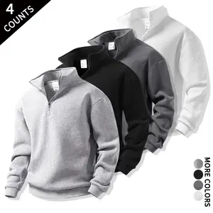 4-Pack Men’s Half-Zip Stand-Collar Sweatshirts, Multicolor Quarter-Zip Fleece Pullovers for Loungewear, Gym, Running, and Casual Wear
