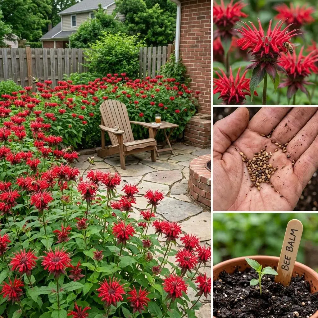 1000 Red Bee Balm (Monarda) Seeds - 1000 Seeds for Full Sun Gardens, Grows Up to 3 Ft Tall, Adds Vibrant Energy, Attracts Pollinators for Summer Blooms, Hardy Perennial, Herb Borders