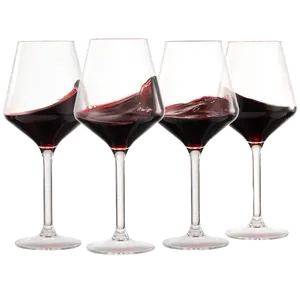 European Style Unbreakable Stemmed Acrylic Wine Glasses, | Set of 4 | 100% US Tritan Drinkware, 18 oz Acrylic Dishwasher Safe Clear Color Shatterproof BPA-free plastic, Reusable, All Purpose Glassware