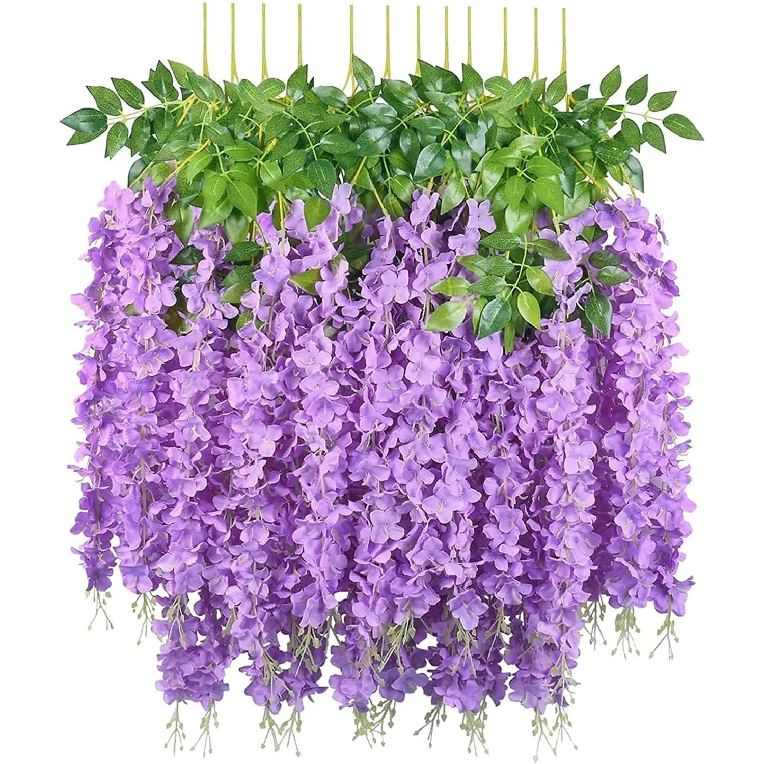 24 Pack 3.6 Feet Artificial Fake Wisteria Vine Ratta Hanging Garland Silk Flowers String Party Home Wedding Decor, (24 Purple)