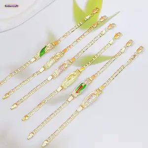 Women's Exquisite Guadalupe Virgin Mary Enamel Charm Bracelet - Catholic Religious Costume Jewelry, Trendy Stack Bangle, Ideal for Christening Gifting, Suitable for Daily Wear, Exquisite Bracelet