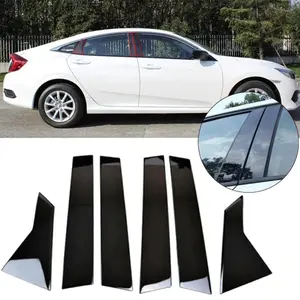 for Honda Civic 10Th 2016-2020, 6Pcs Glossy Black Door Window Pillar Posts Cover Trim Kit, Body Kit Accessories