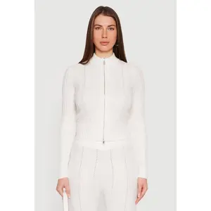 Almost Famous Cable Knit Double Zip Front Cardigan
