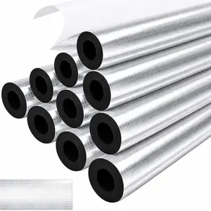 10 Pack Self-Adhesive Pipe Insulation Sleeve, Pre-Slit  Tube with  Foil Cover for Winter, Spigot, Sprinkler, Water Heater Pipes, Scratch-Proof and Non-Corrosive (, 1.3 Ft x1/2 Inch)