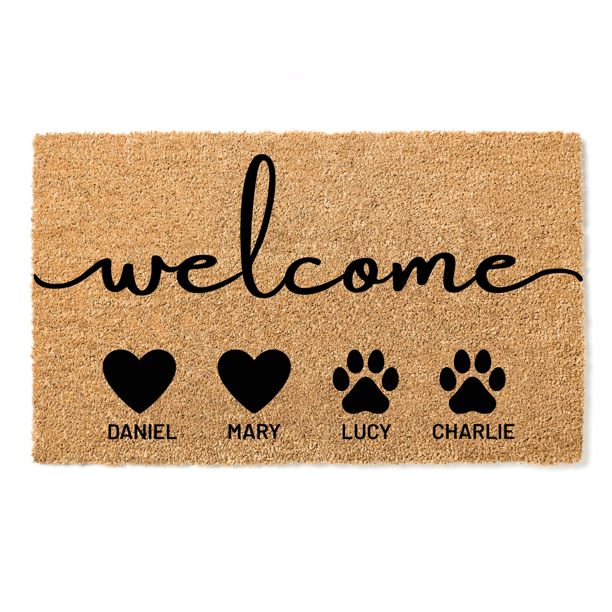 Personalized Family & Dog Doormat , Custom Pet Welcome Mat, Dog Mom Gift, Housewarming Idea , Custom Family Doormat, Gift for Dog Lovers, Pet Entry Mat ,  Custom Dog Doormat, Housewarming Gift for Dog Owners , Personalized Dog Family Doormat