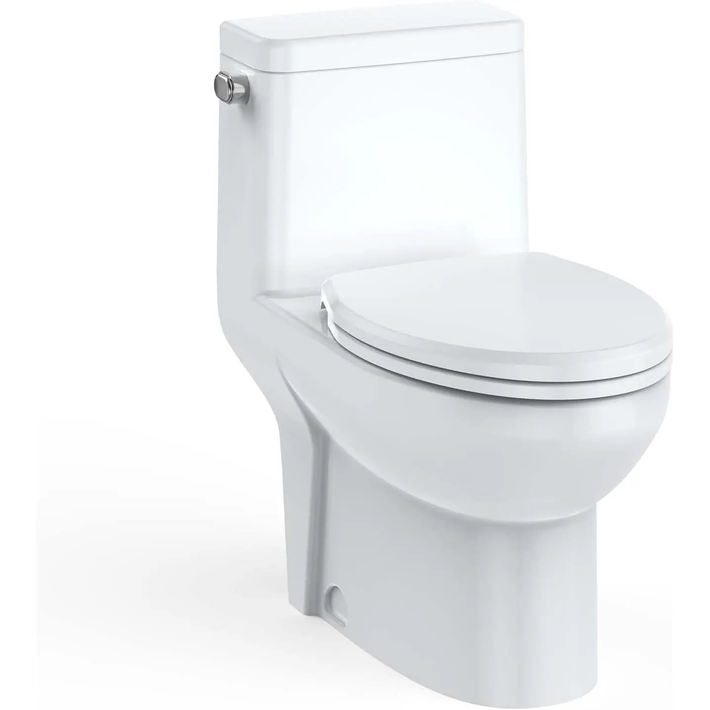 GARVEE Elongated One Piece Toilet for Bathrooms with Side Flush 4.8L, Ceramic Toilet with V Shape Soft Close Seat,Modern Water Efficient Toilet