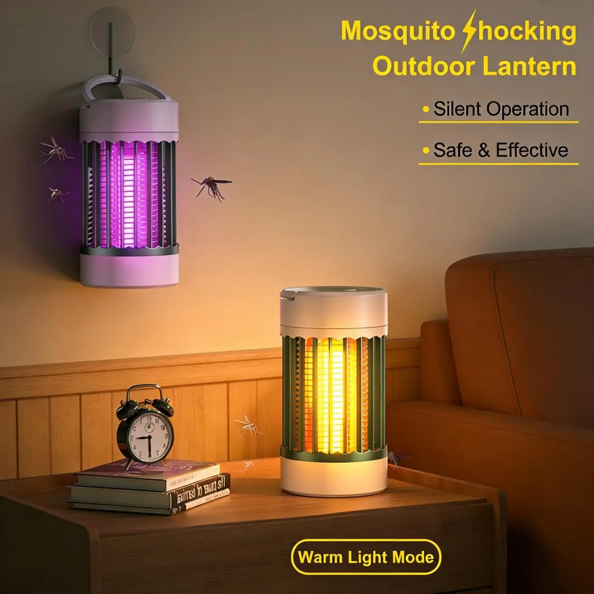 MUNBYN UV LED Bug Zapper Mosquito - Electronic Mosquito Zapper, Chemical-Free Indoor Trap with Detachable Tray, Portable for Bedroom, Home Use, Mosquitoes Trap Lamp, Indoor Use