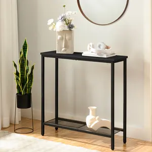 HOOBRO 29.5" Narrow Console Table, Small Entryway Table with Shelf, 2 Tier Thin Sofa Table, Side Table, Display Table, for Hallway, Living Room, Bedroom, Black 2-tier Storage Organizer#SpringSale #BigSpringSale