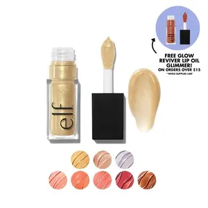 e.l.f. Glow Reviver Lip Oil Glimmer, Hydrating Lip Oil with Glitter Finish 7.6mL
