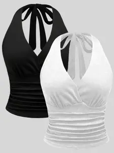 Women's Leopard Print Halter Top Set, Casual Summer & Fall Fashion, 2-Piece Daily Wear, Stylish Women's Tops for Everyday Use, Fit