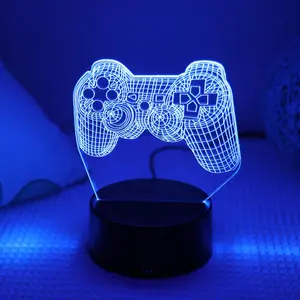 LED Game Controller Night Light As Men's Gift Ideas, 3D Illusion Lamp, Gamepad Night Light, Led Mood Light, Multicolor Touch Sensor Lamp for Bedroom Desk Lamp for Home Decor