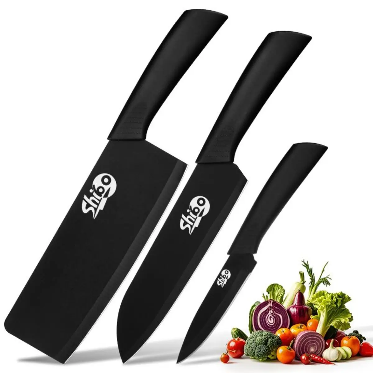 3-piece knife set household chef knife vegetable knife fruit knife set for cutting meat, vegetables and fruits sharp kitchen knives Block