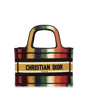 Pre-owned Dior Leather tote bags Mini Book Tote Canvas Black Red White (ko012626a3)