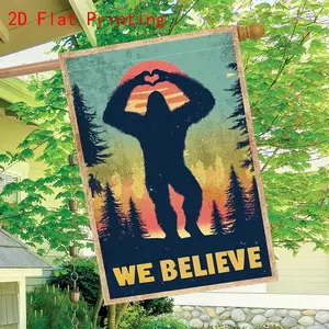 2D Flat Garden Flag We Believe (Bigfoot Love) Party Outdoor Indoor Home Decoration, Suitable for home, garden, patio, porch ,Holiday，Festival Party Decorations  Garden Flag