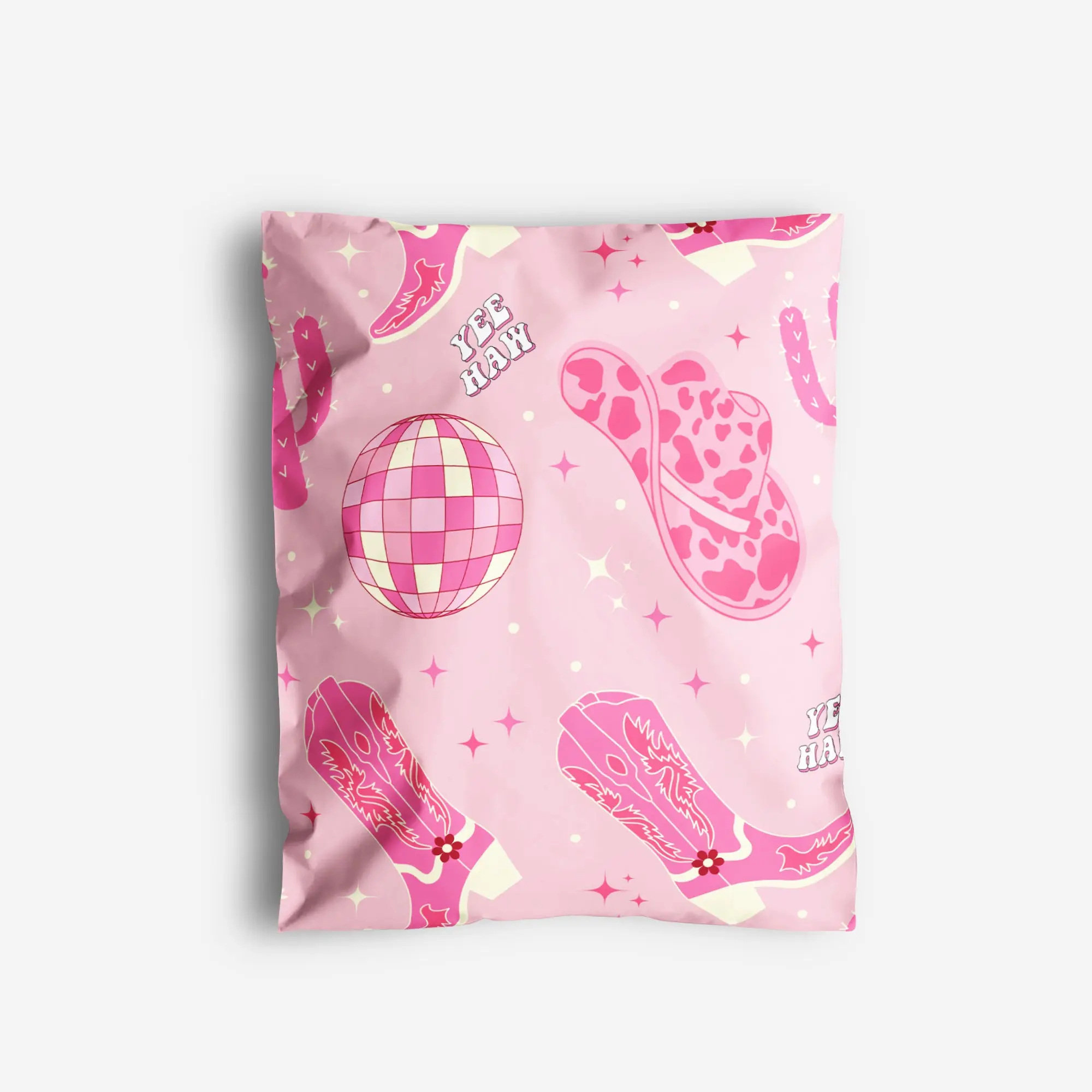 Package Mint Poly Mailers 10x13 - 100 Pack Disco Cowgirl Design Poly Mailers Shipping Bags - Waterproof, Tear-Resistant, Self-Adhesive Seal - Decorative Mailing Bags for Clothes, Accessories