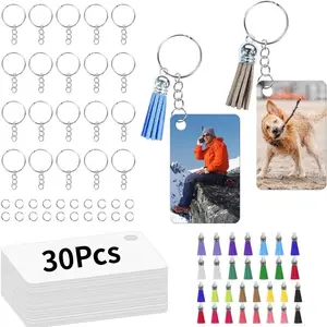 120 Pcs Sublimation Keychain Blanks Bulk,Double Sided Blanks Keychain Heat Transfer Keychain Blanks with Tassels,Ornament Blanks key chain (Rectangle) - Home Improvement.