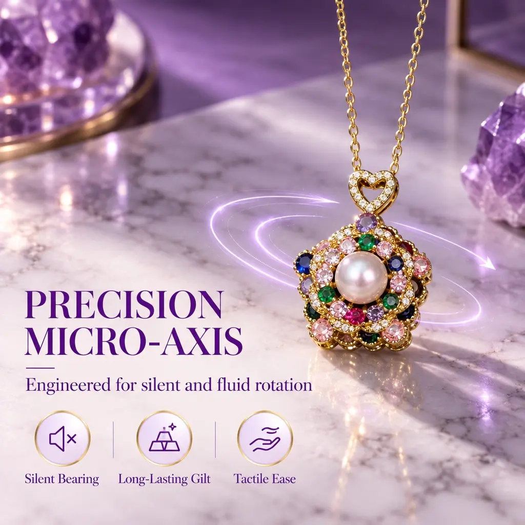 Spin Away Anxiety Necklace with 360° Smooth Spin Vibrant Zirconia & Lustrous Pearl for Calmer Mind Happier You Everyday Elegance
