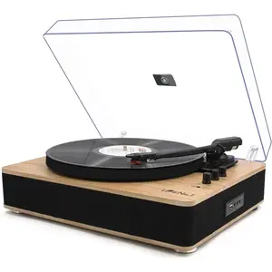 Vinyl Record Player 3-Speed Belt-Drive Turntable with Stereo Speakers and USB Play&Recording (Light )