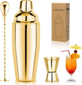 24oz  Shaker Set Martini Shaker Set Bartender Set with Margarita Mixer Drink Shaker, Measuring Jigger and Mixing Spoon - Professional 18/8 Stainless Steel Bar Tools for Mixed Drinks ()