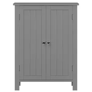 Segawe Wooden 2 Door Bathroom Cabinet Storage with 3 Shelves Free Standing 31.5" H, Gray