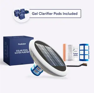 Poolnator Solar Pool Ionizer Kit with Copper Anode & 3 Gel Clarifiers for Up to 32,000 Gallons - Reduces Chlorine 90% & Saves on Chemicals
