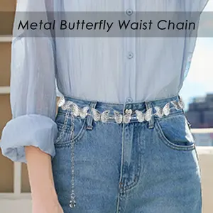 1 Count Boho Butterfly Waist Chain for Women, features adjustable design to fit different body types comfortably