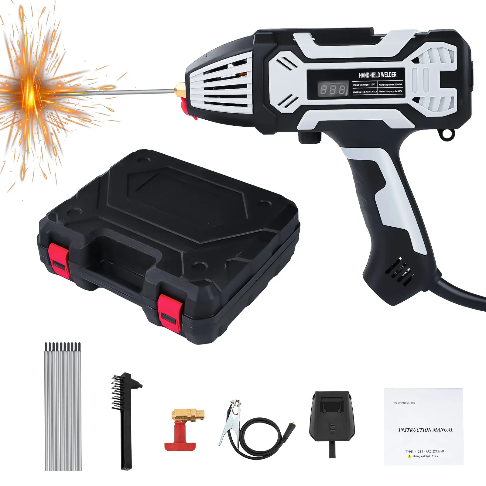 Mini Portable Welding Machine with LCD Display, 20-200A Output, Supports 1.6-3.2mm Welding Rods