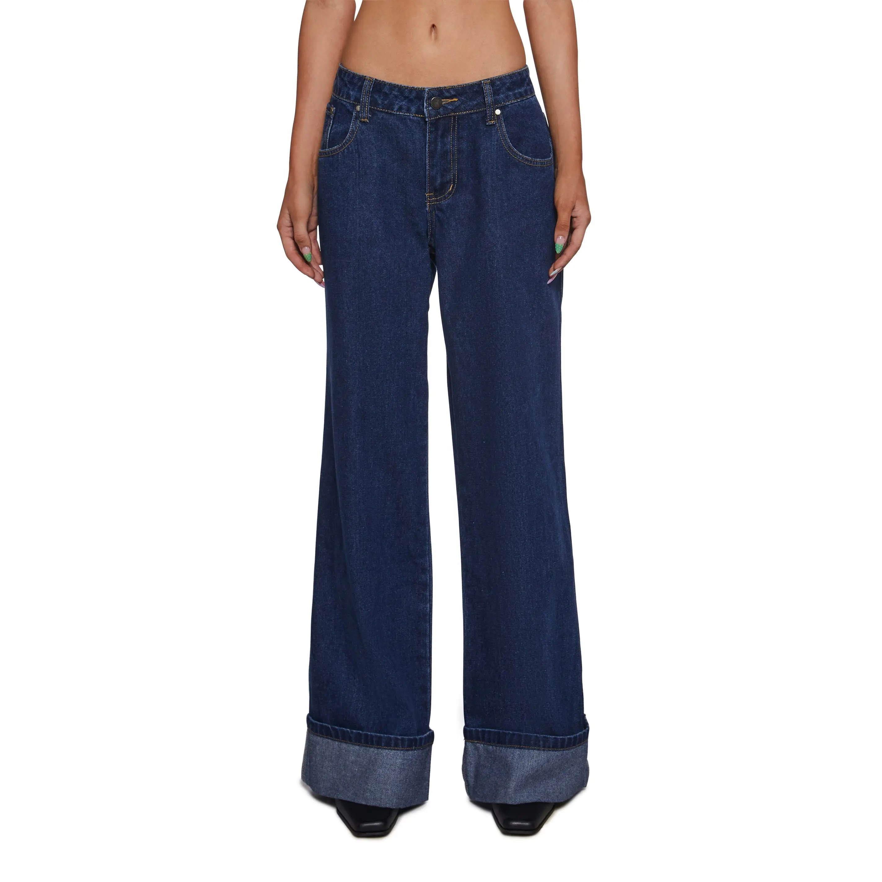 Bella Wide Leg Cuff Jeans